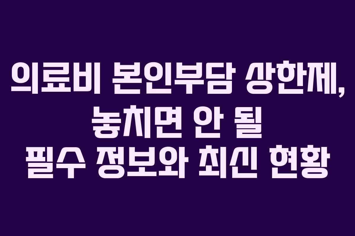 의료비 본인부담 상한제, 놓치면 안 될 필수 정보와 최신 현황
