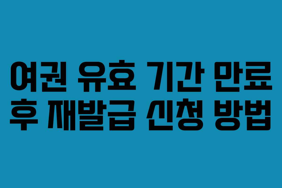 여권 유효 기간 만료 후 재발급 신청 방법