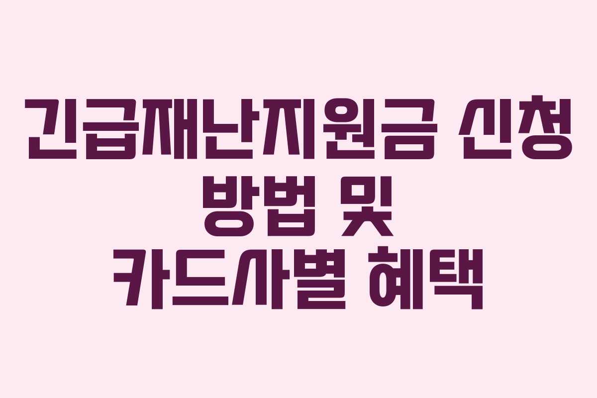 긴급재난지원금 신청 방법 및 카드사별 혜택