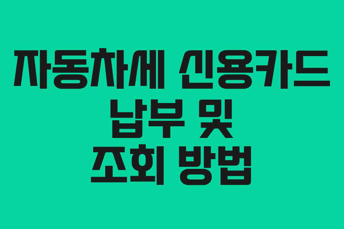 자동차세 신용카드 납부 및 조회 방법