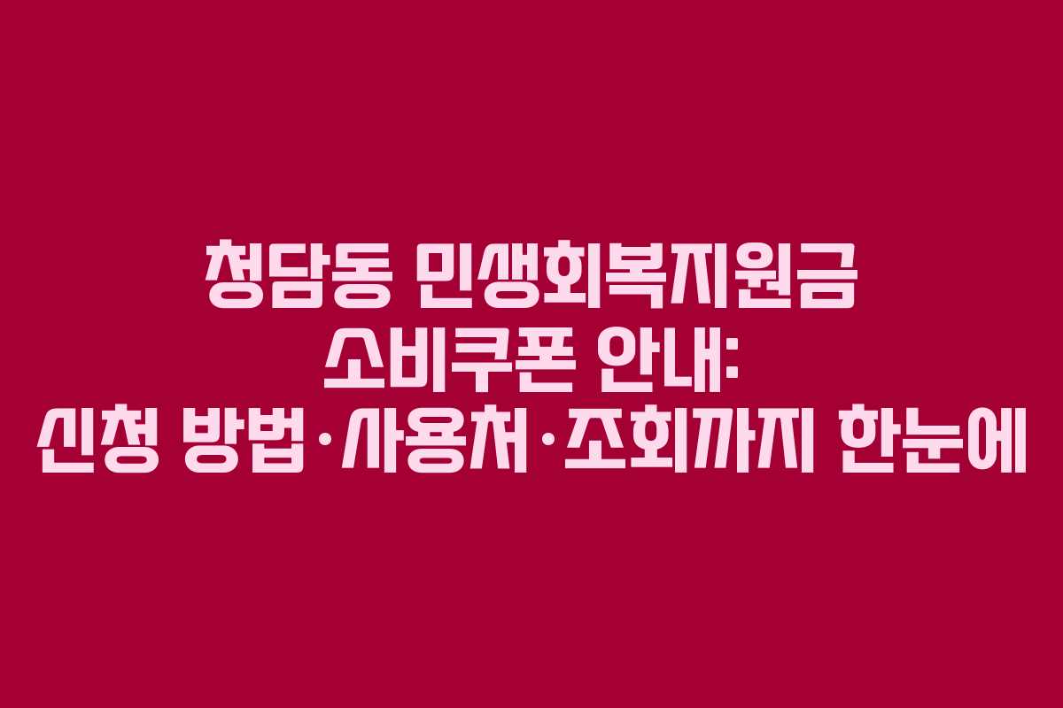 청담동 민생회복지원금 소비쿠폰 안내: 신청 방법·사용처·조회까지 한눈에