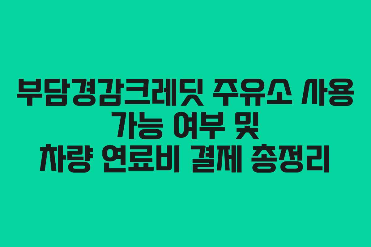 부담경감크레딧 주유소 사용 가능 여부 및 차량 연료비 결제 총정리