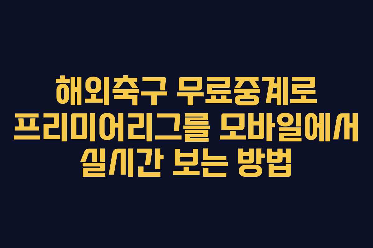 해외축구 무료중계로 프리미어리그를 모바일에서 실시간 보는 방법
