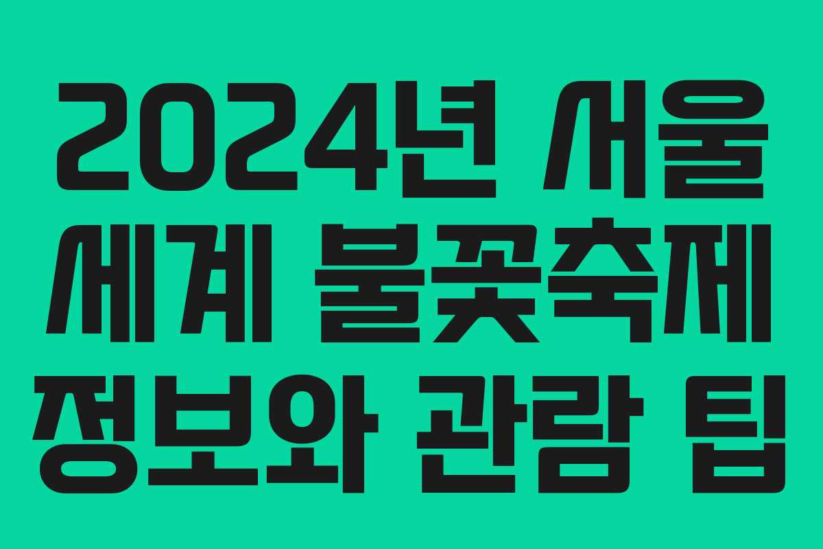2024년 서울 세계 불꽃축제 정보와 관람 팁