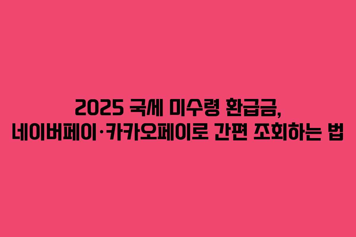 2025 국세 미수령 환급금, 네이버페이·카카오페이로 간편 조회하는 법