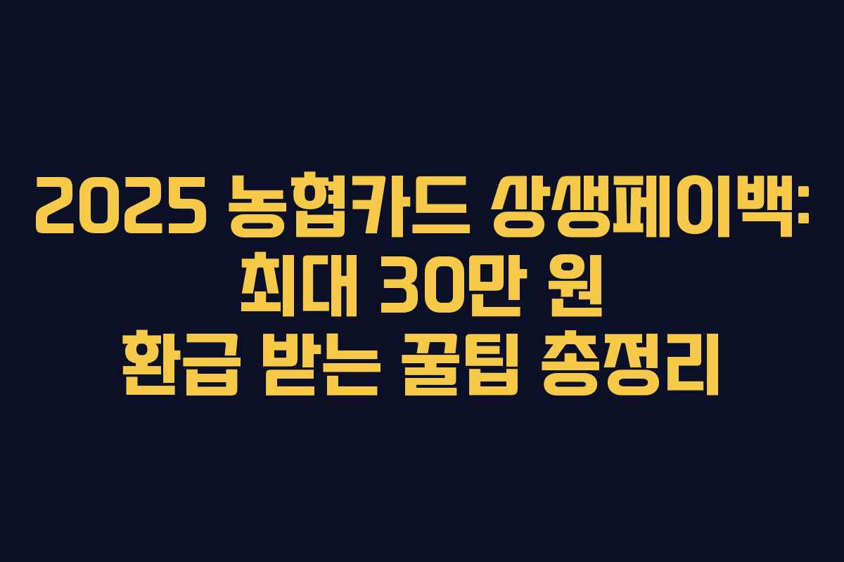 2025 농협카드 상생페이백: 최대 30만 원 환급 받는 꿀팁 총정리