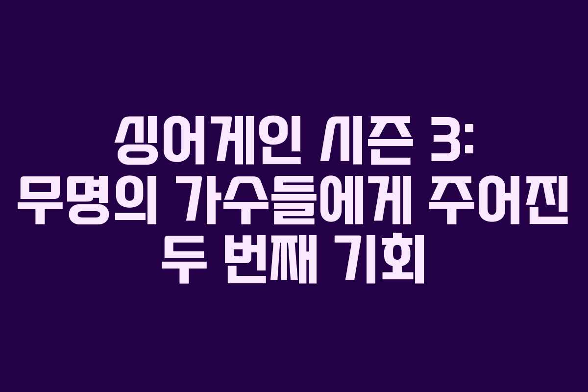 싱어게인 시즌 3: 무명의 가수들에게 주어진 두 번째 기회