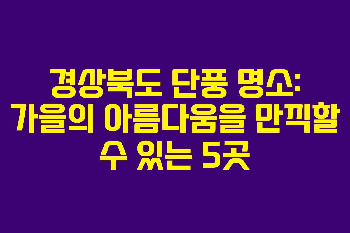 경상북도 단풍 명소: 가을의 아름다움을 만끽할 수 있는 5곳