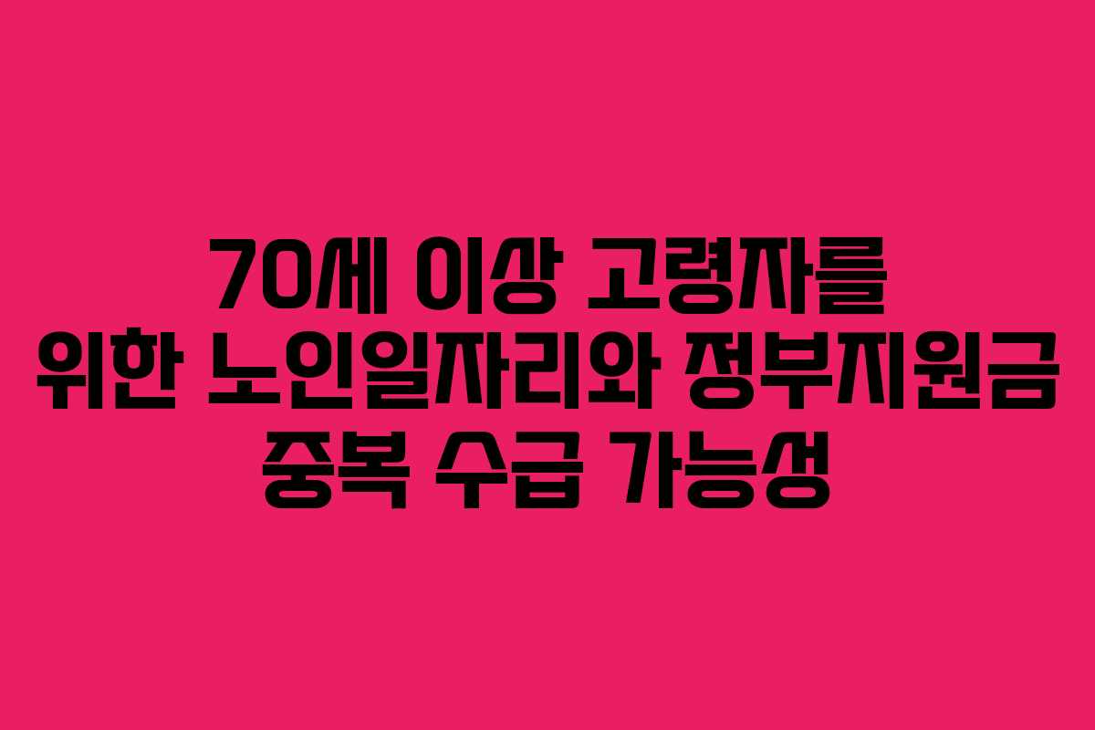 70세 이상 고령자를 위한 노인일자리와 정부지원금 중복 수급 가능성