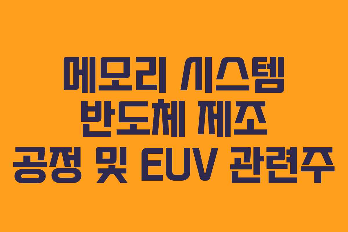 메모리 시스템 반도체 제조 공정 및 EUV 관련주