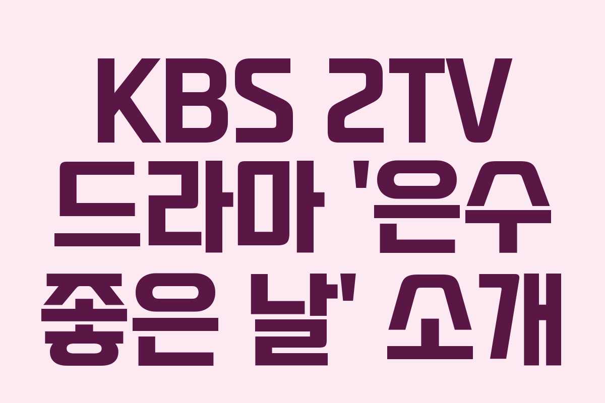 KBS 2TV 드라마 ‘은수 좋은 날’ 소개