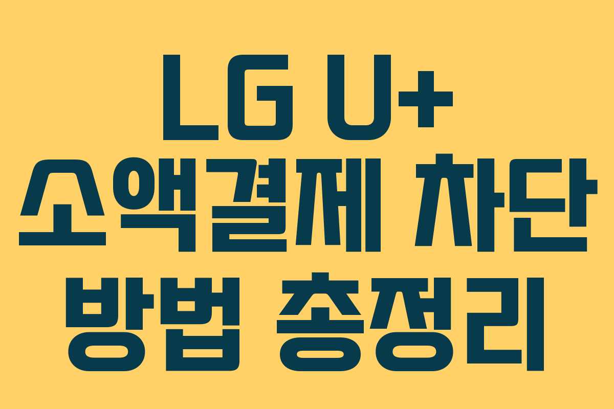 LG U+ 소액결제 차단 방법 총정리