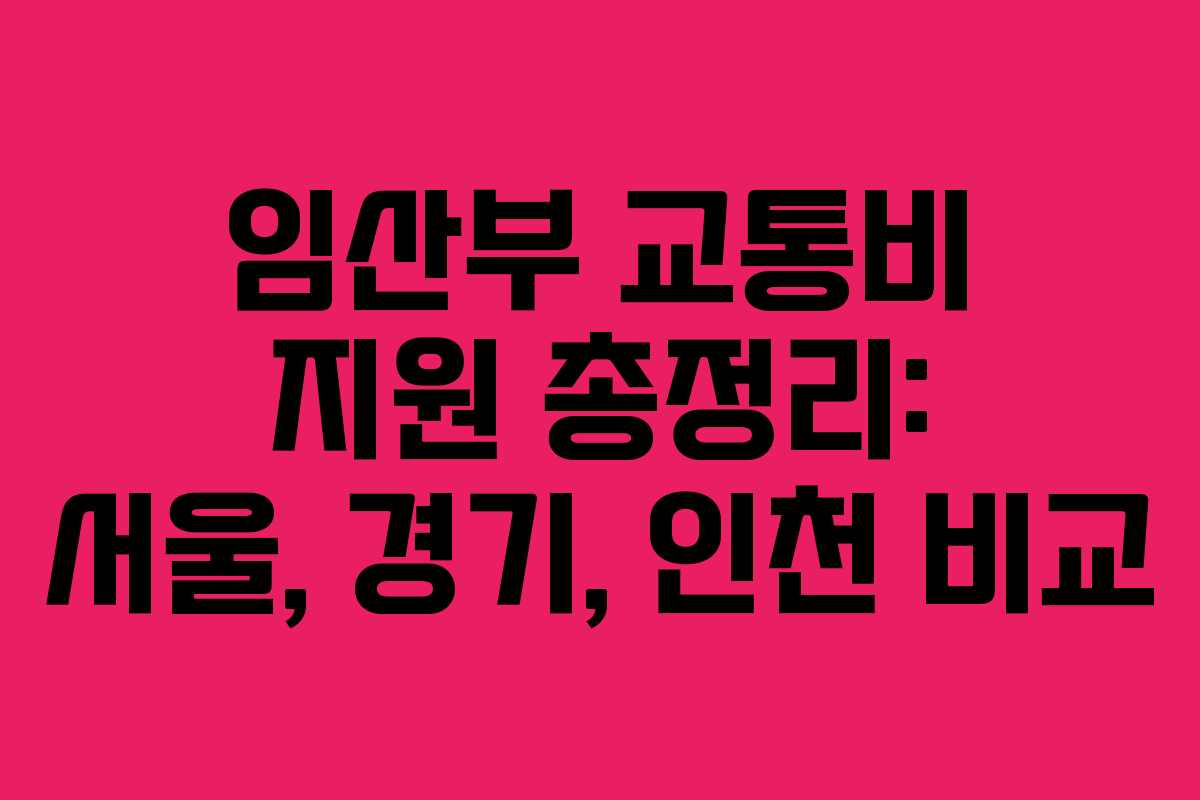 임산부 교통비 지원 총정리: 서울, 경기, 인천 비교