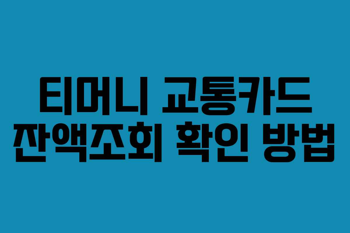 티머니 교통카드 잔액조회 확인 방법