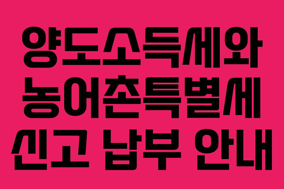 양도소득세와 농어촌특별세 신고 납부 안내