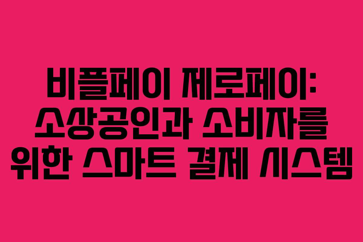 비플페이 제로페이: 소상공인과 소비자를 위한 스마트 결제 시스템