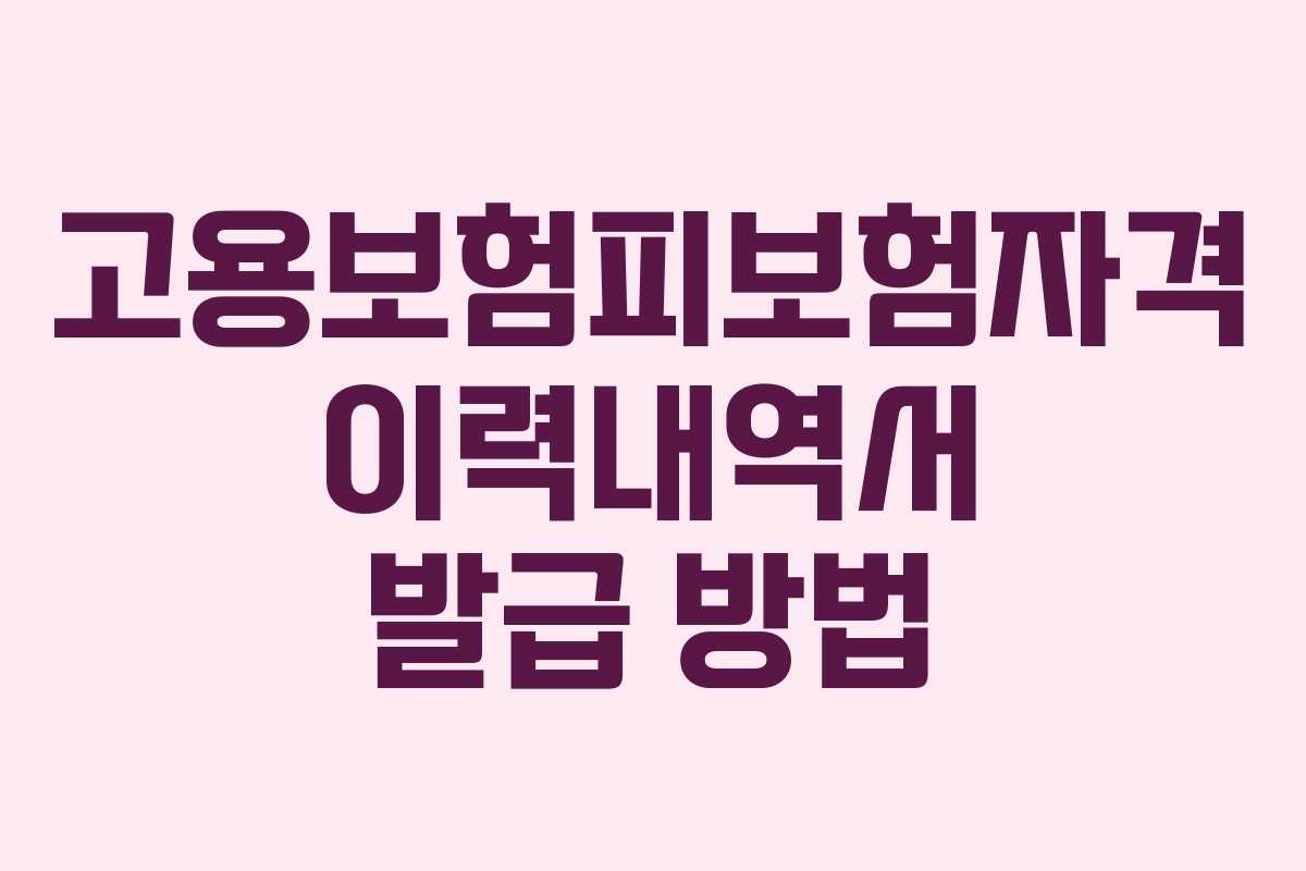 고용보험피보험자격 이력내역서 발급 방법
