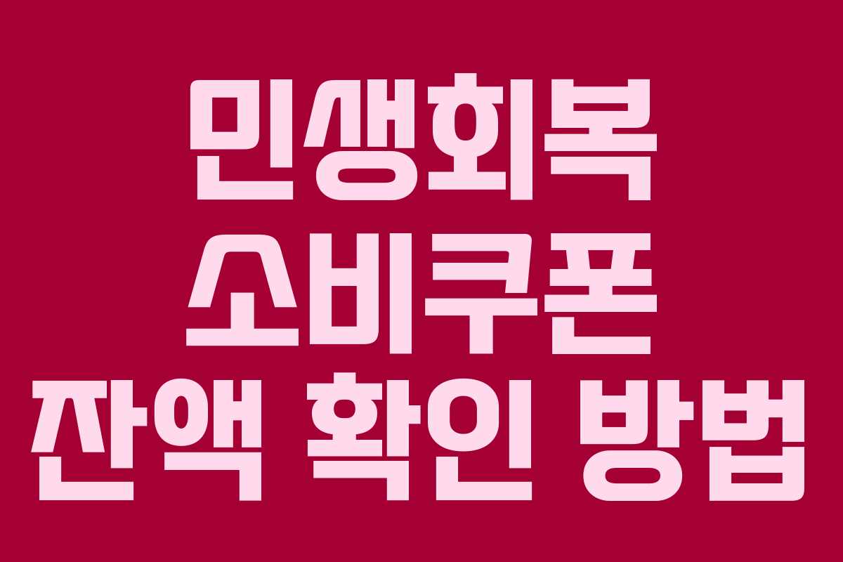 민생회복 소비쿠폰 잔액 확인 방법