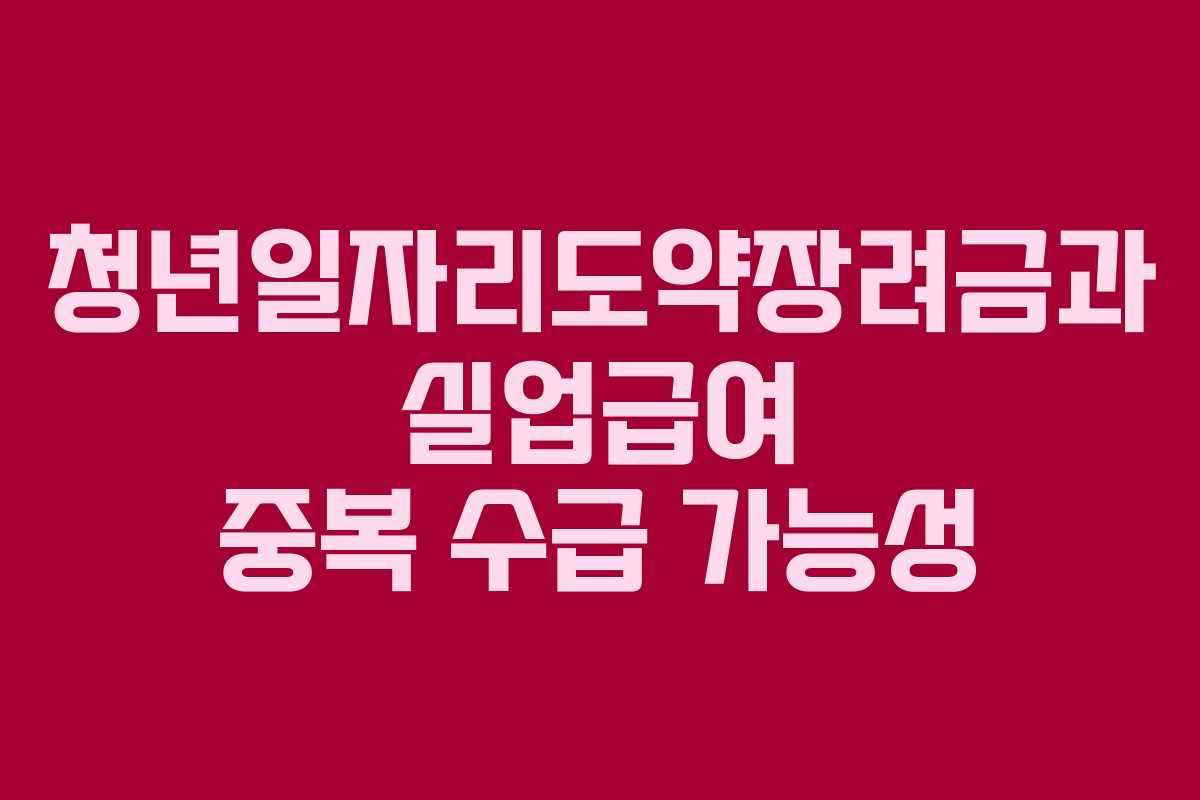 청년일자리도약장려금과 실업급여 중복 수급 가능성