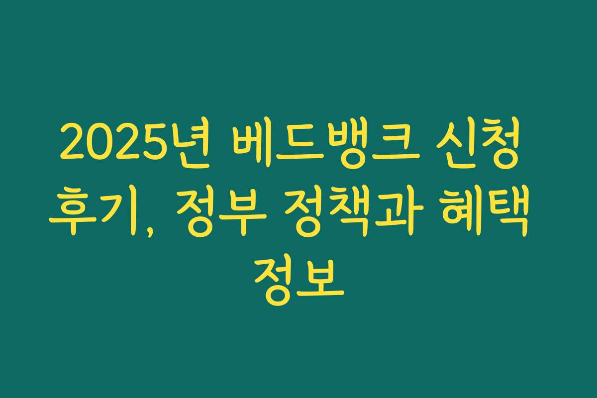 2025년 베드뱅크 신청 후기, 정부 정책과 혜택 정보