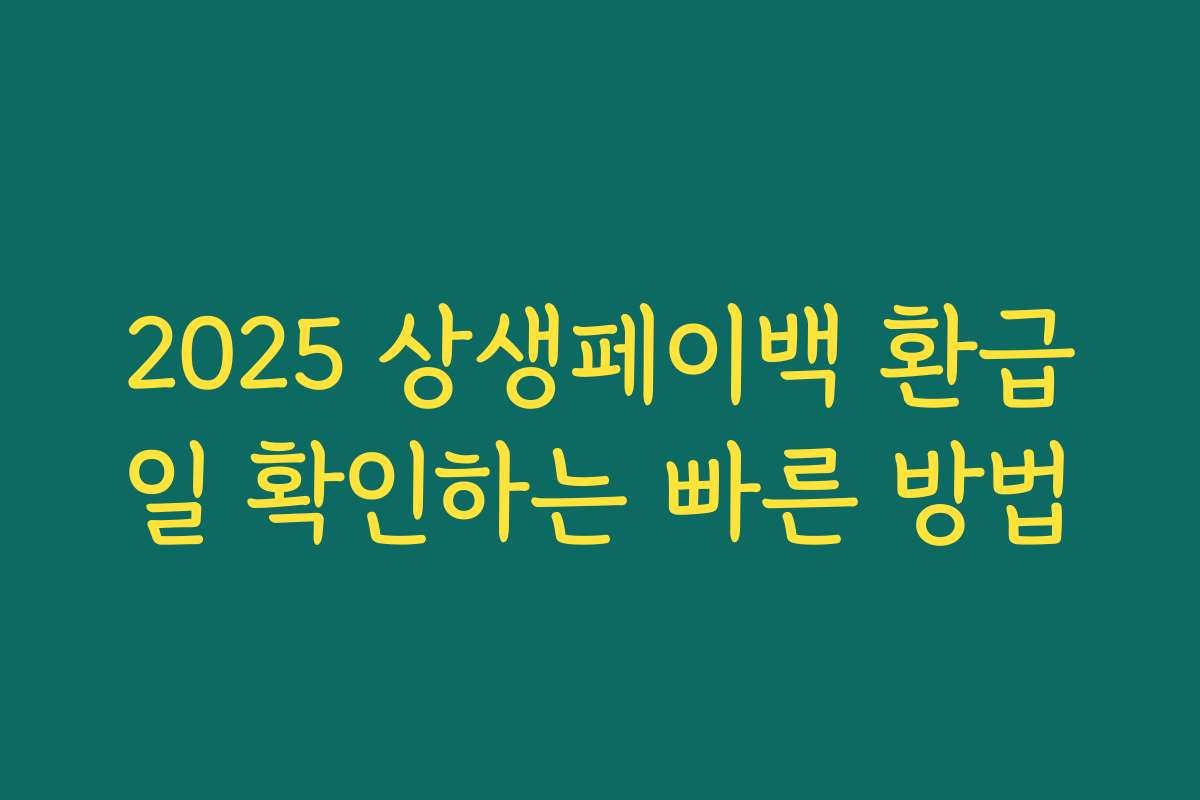 2025 상생페이백 환급일 확인하는 빠른 방법 2025 상생페이백 환급일 확인하는 빠른 방법