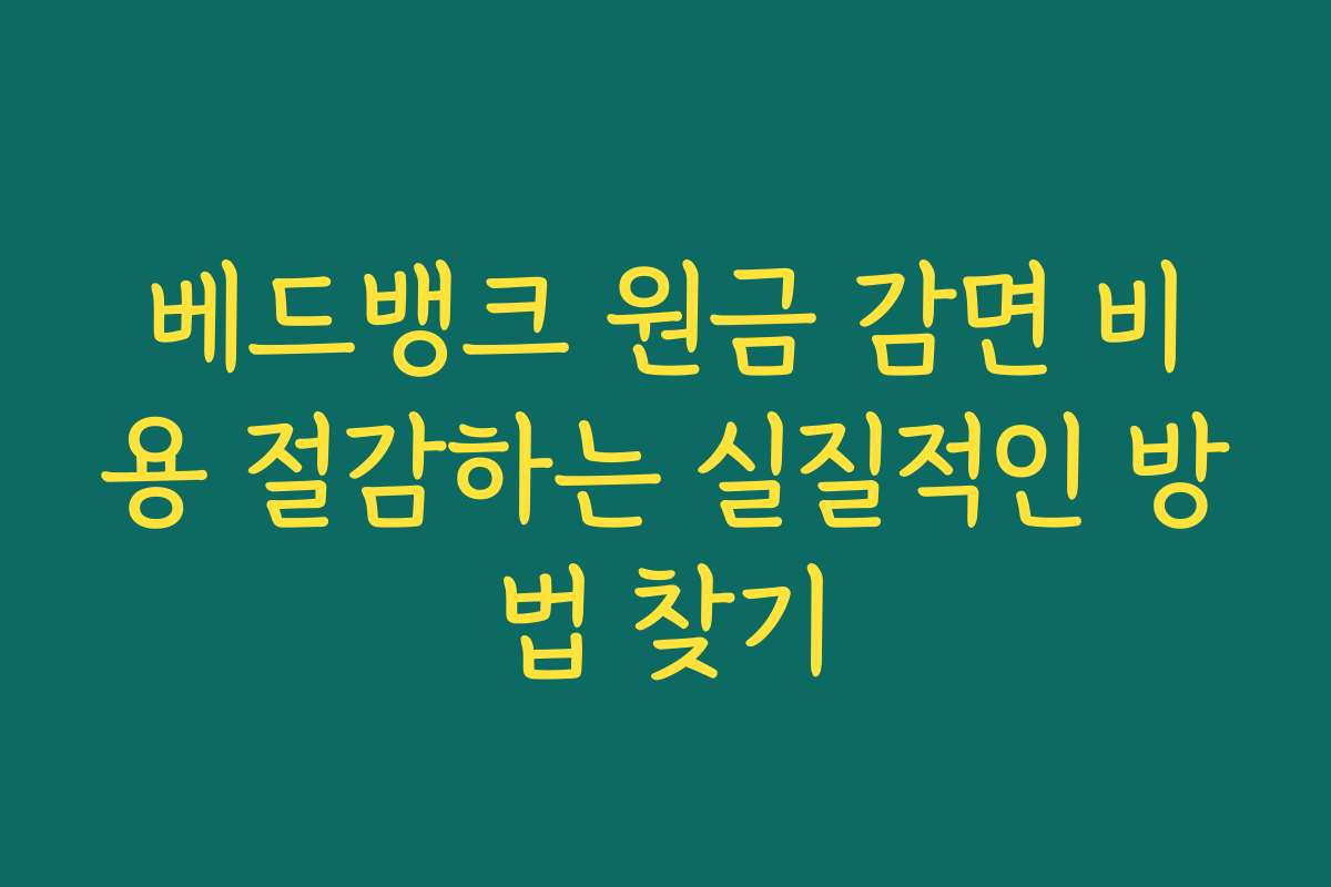 베드뱅크 원금 감면 비용 절감하는 실질적인 방법 찾기