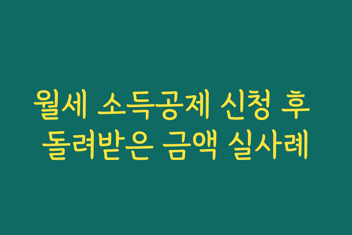 월세 소득공제 신청 후 돌려받은 금액 실사례