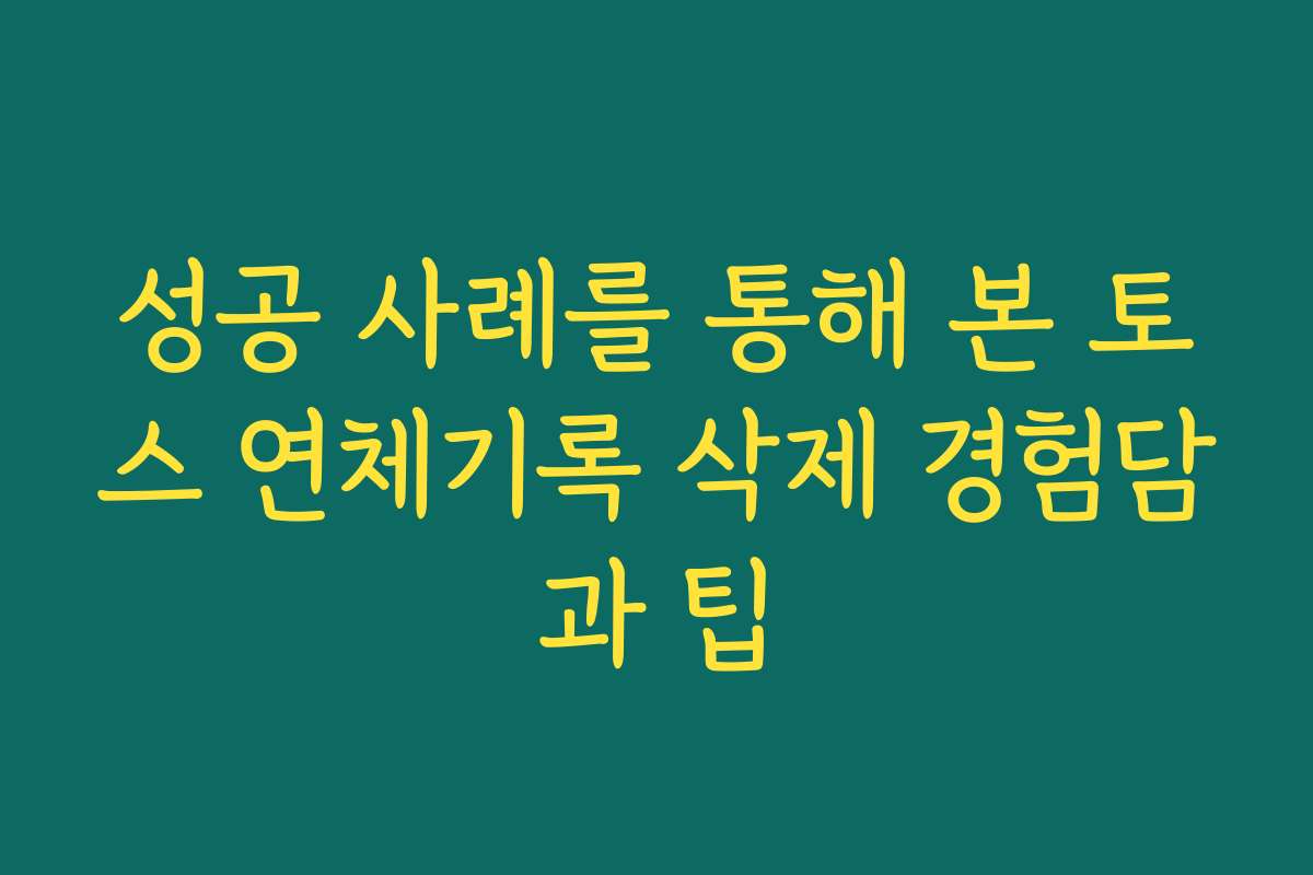 성공 사례를 통해 본 토스 연체기록 삭제 경험담과 팁