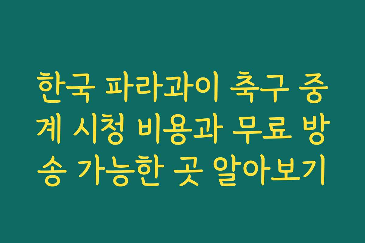 한국 파라과이 축구 중계 시청 비용과 무료 방송 가능한 곳 알아보기