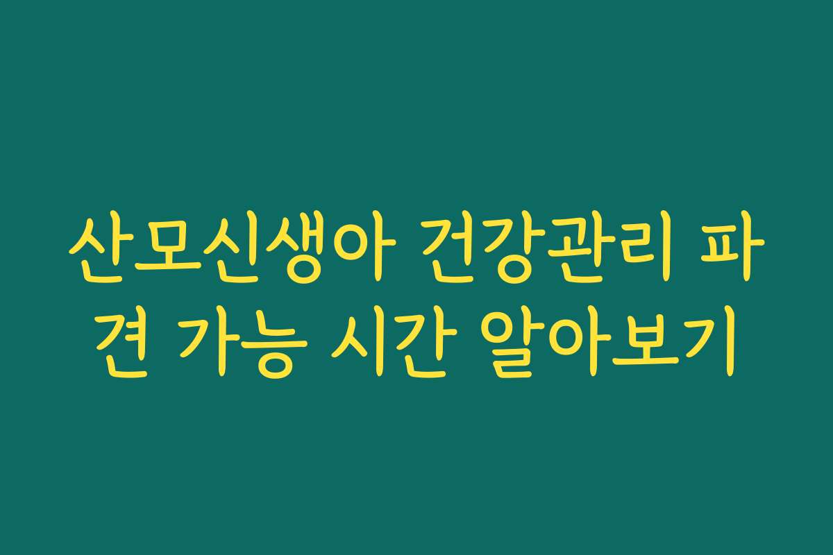 산모신생아 건강관리 파견 가능 시간 알아보기