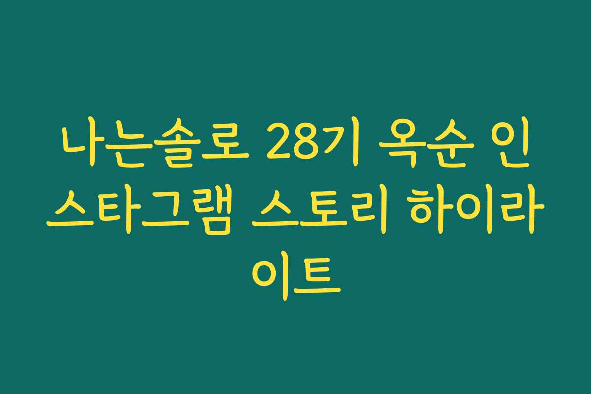 나는솔로 28기 옥순 인스타그램 스토리 하이라이트