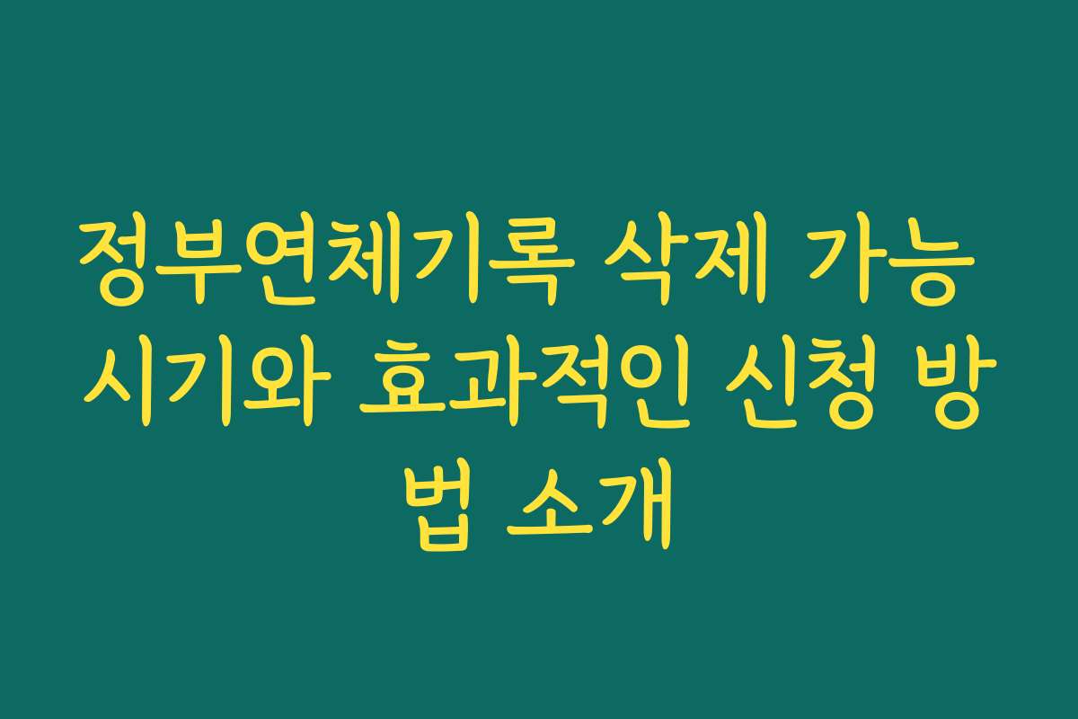 정부연체기록 삭제 가능 시기와 효과적인 신청 방법 소개