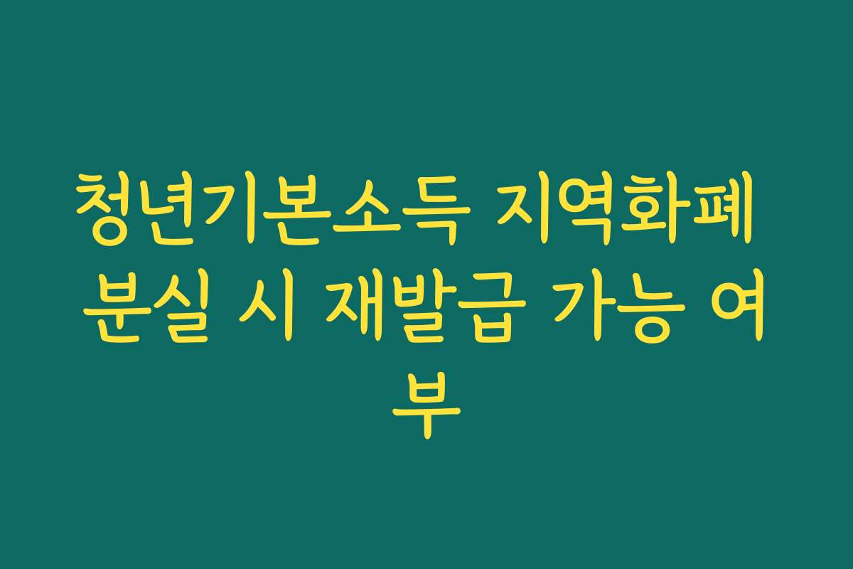 청년기본소득 지역화폐 분실 시 재발급 가능 여부