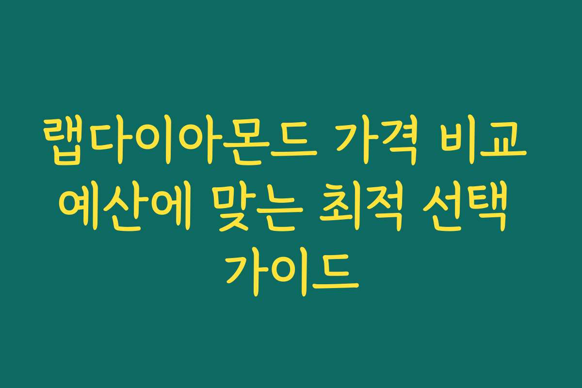 랩다이아몬드 가격 비교 예산에 맞는 최적 선택 가이드