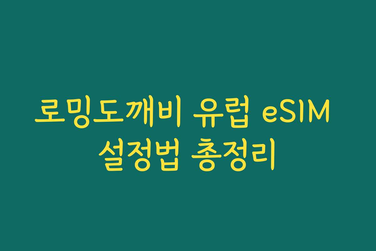 로밍도깨비 유럽 eSIM 설정법 총정리