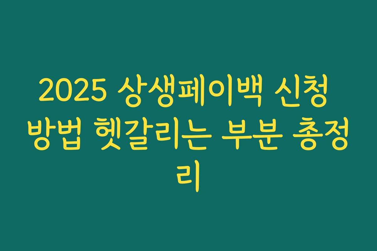2025 상생페이백 신청 방법 헷갈리는 부분 총정리 2025 상생페이백 신청 방법 헷갈리는 부분 총정리