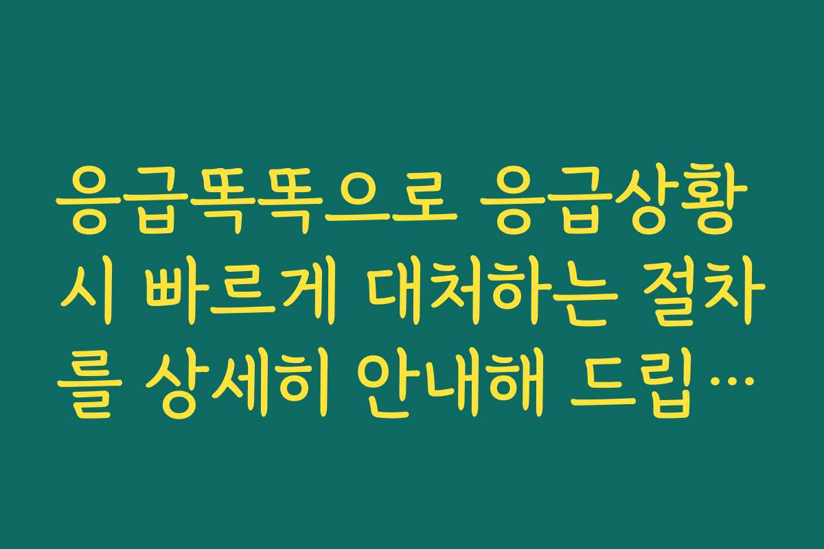 응급똑똑으로 응급상황 시 빠르게 대처하는 절차를 상세히 안내해 드립니다