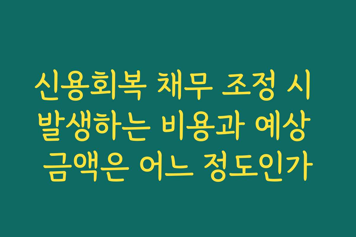 신용회복 채무 조정 시 발생하는 비용과 예상 금액은 어느 정도인가