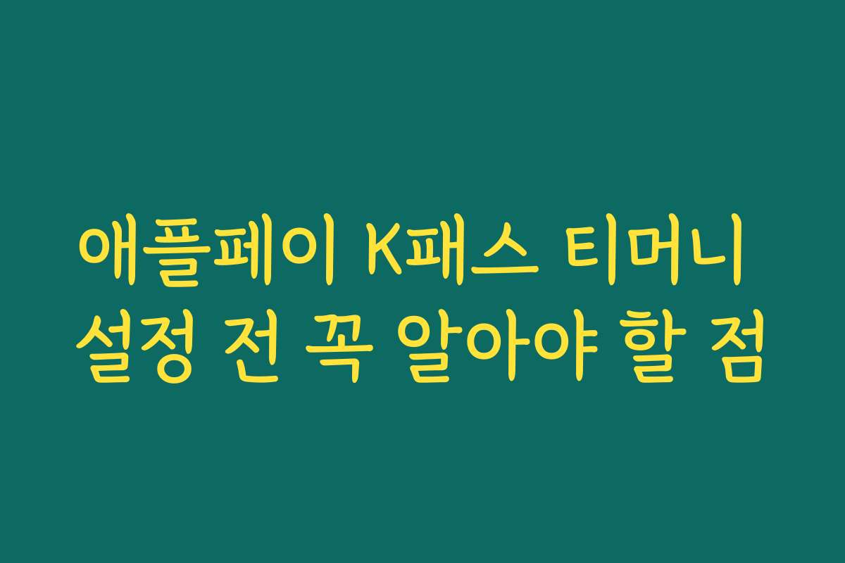 애플페이 K패스 티머니 설정 전 꼭 알아야 할 점 애플페이 K패스 티머니 설정 전 꼭 알아야 할 점
