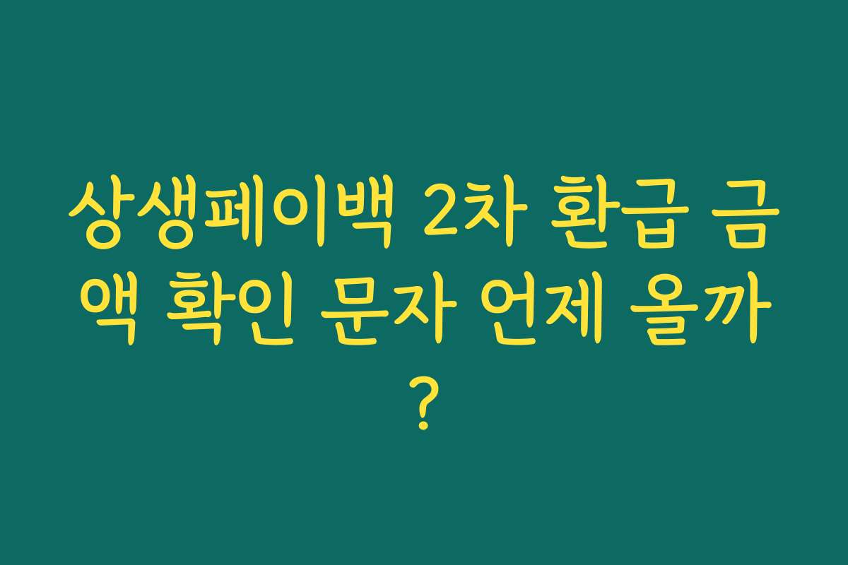 상생페이백 2차 환급 금액 확인 문자 언제 올까? 상생페이백 2차 환급 금액 확인 문자 언제 올까?
