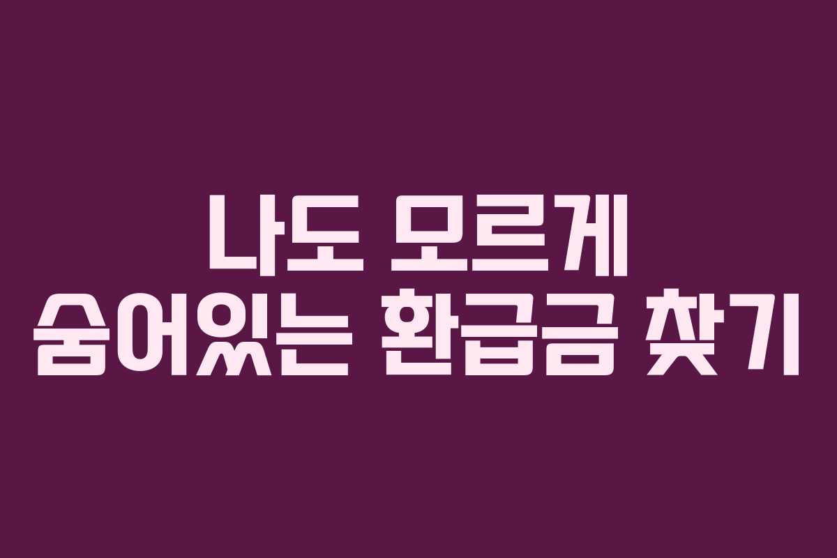 나도 모르게 숨어있는 환급금 찾기