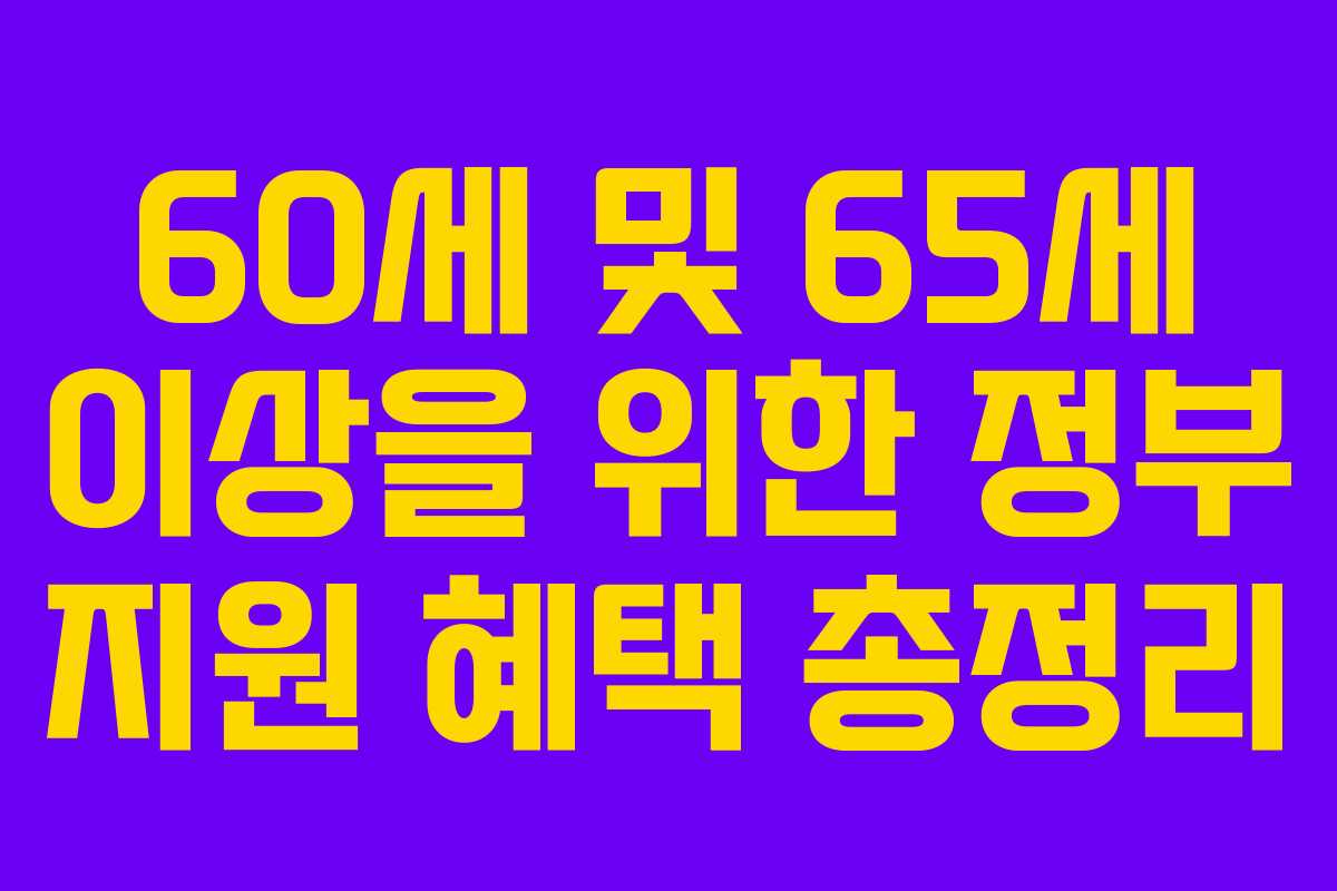 60세 및 65세 이상을 위한 정부 지원 혜택 총정리 60세 및 65세 이상을 위한 정부 지원 혜택 총정리