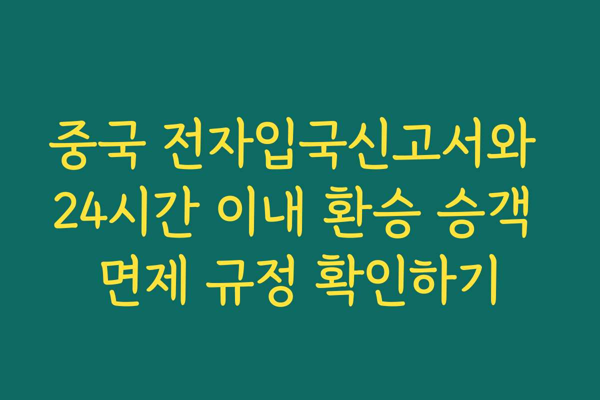 중국 전자입국신고서와 24시간 이내 환승 승객 면제 규정 확인하기