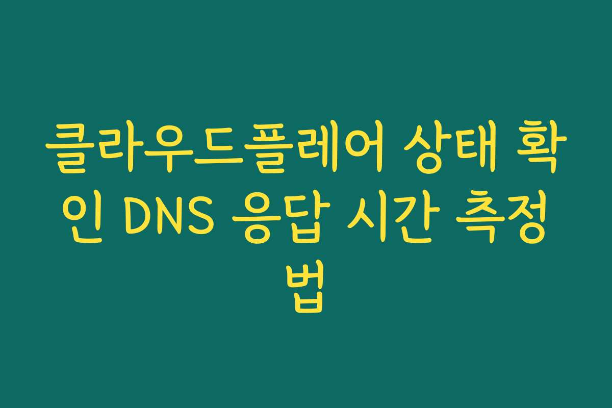 클라우드플레어 상태 확인 DNS 응답 시간 측정법