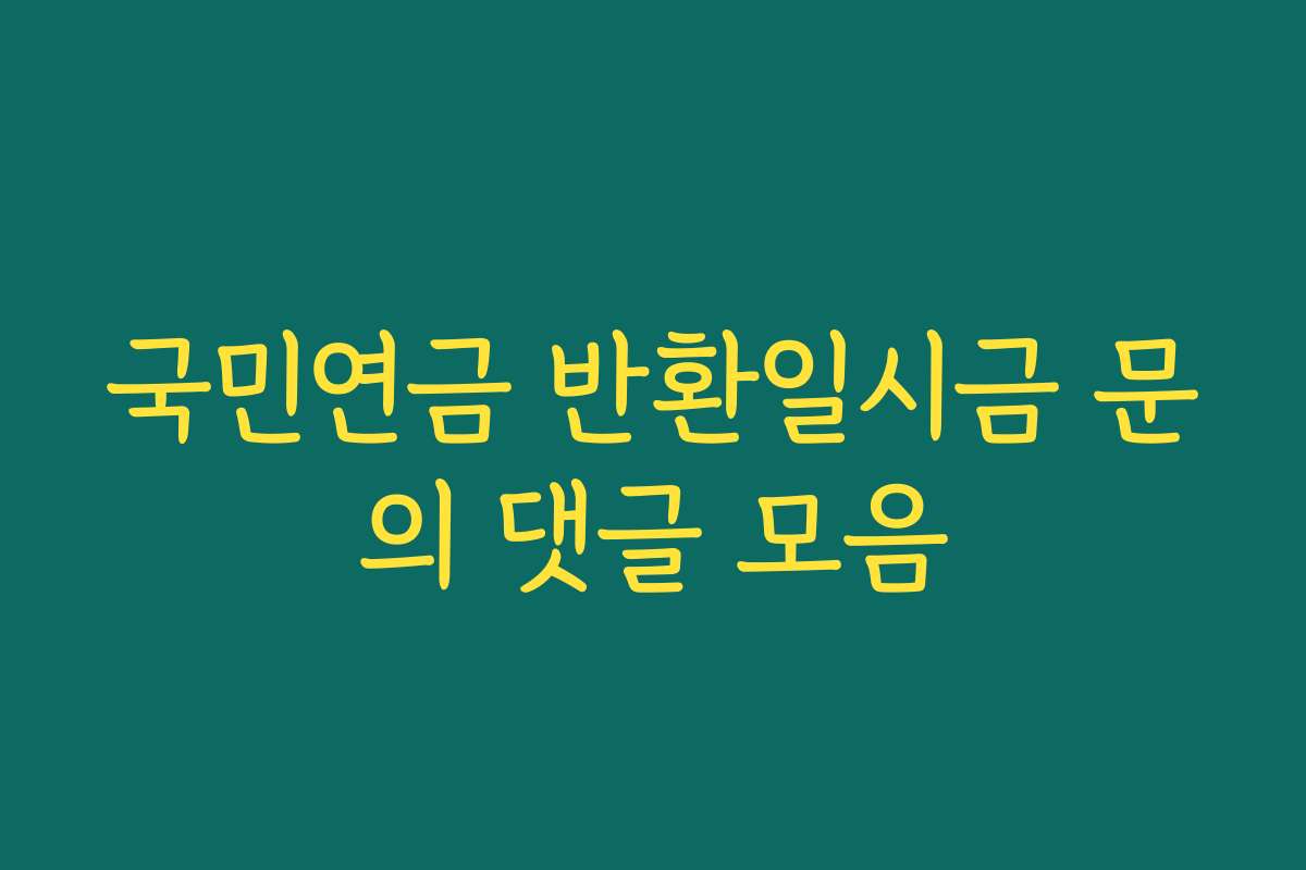 국민연금 반환일시금 문의 댓글 모음