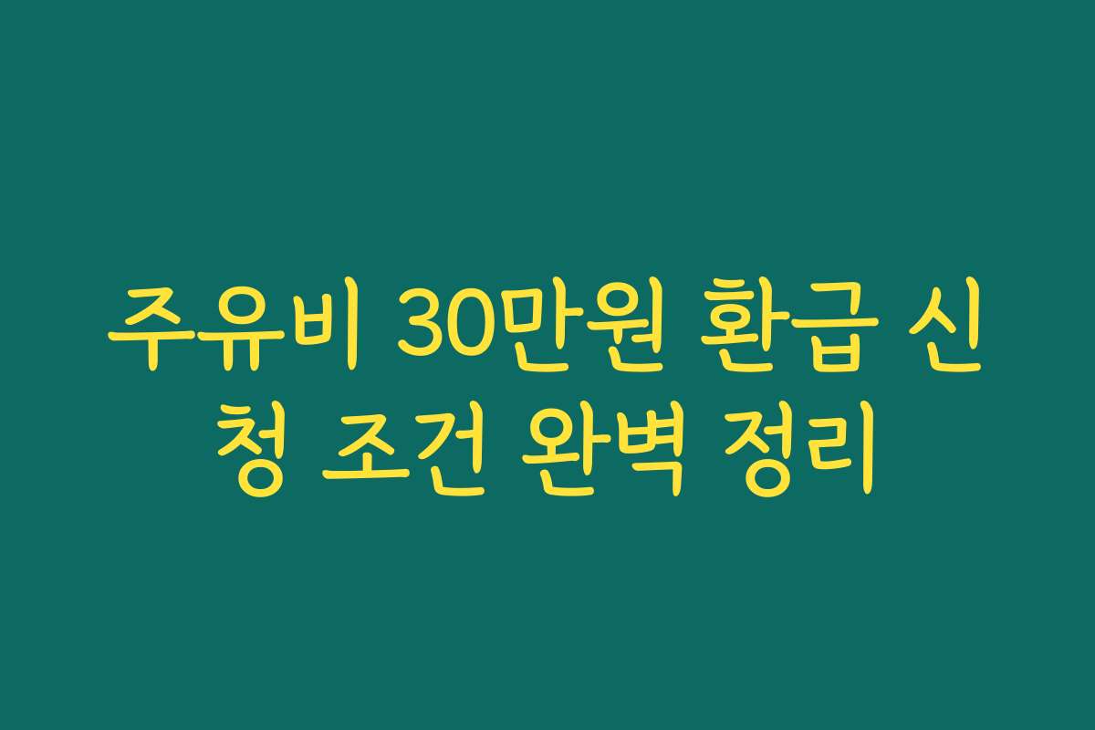 주유비 30만원 환급 신청 조건 완벽 정리