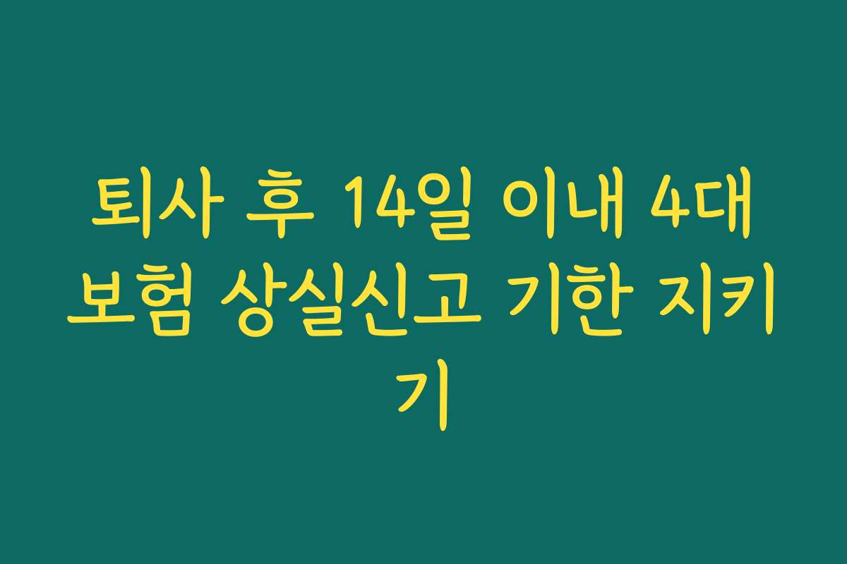 퇴사 후 14일 이내 4대보험 상실신고 기한 지키기