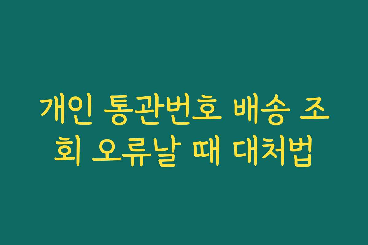 개인 통관번호 배송 조회 오류날 때 대처법