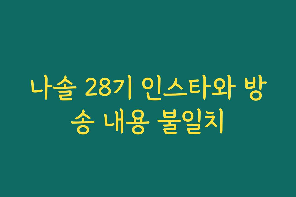 나솔 28기 인스타와 방송 내용 불일치 나솔 28기 인스타와 방송 내용 불일치
