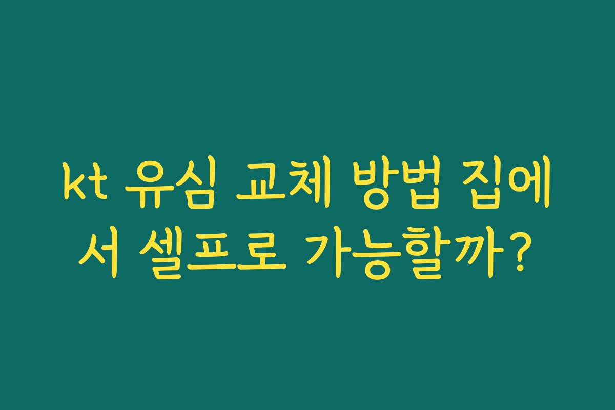 kt 유심 교체 방법 집에서 셀프로 가능할까?